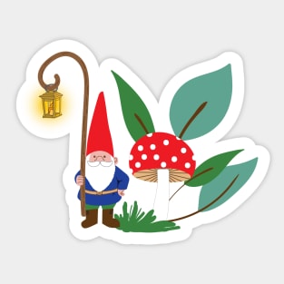 Gnome with a lantern Sticker